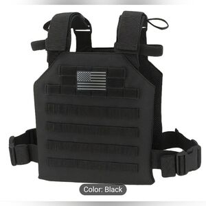 Tactical Black Vest Unisex Adjustable Straps W/O Insert Plates
